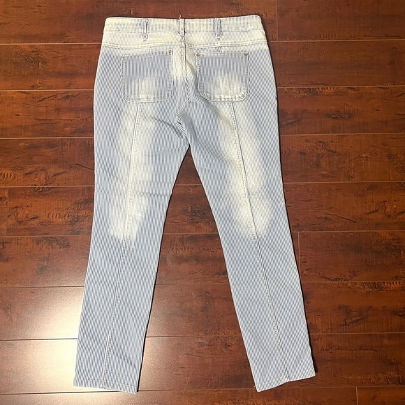FREE PEOPLE Denim Railroad Stripe Seamed Bleach Jeans Size 27 Mid Rise - Picture 4 of 9